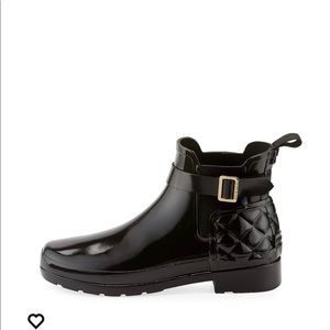 Hunter gloss quilt Chelsea rain ankle boots